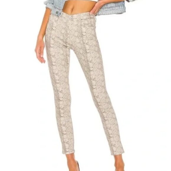 AG Farrah “Silk Python Ivory Dust” Jeans Size 27 High Rise Skinny Animal - Picture 1 of 9